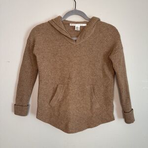 Wool Yak Hair Hoodie Sweater Max Studio Brown Knit Pullover XS Luxury Warm Soft